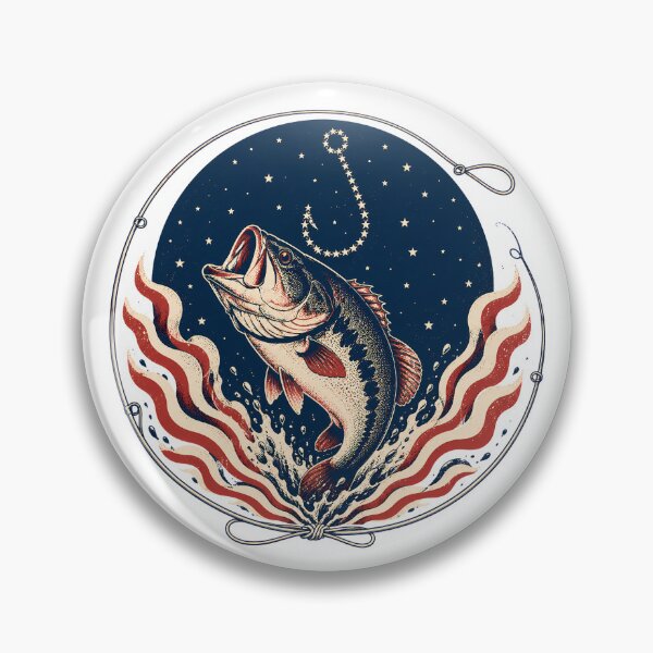 Item preview, American Flag Bass Fishing Vintage Americana Emblem designed and sold by chattsuede.
