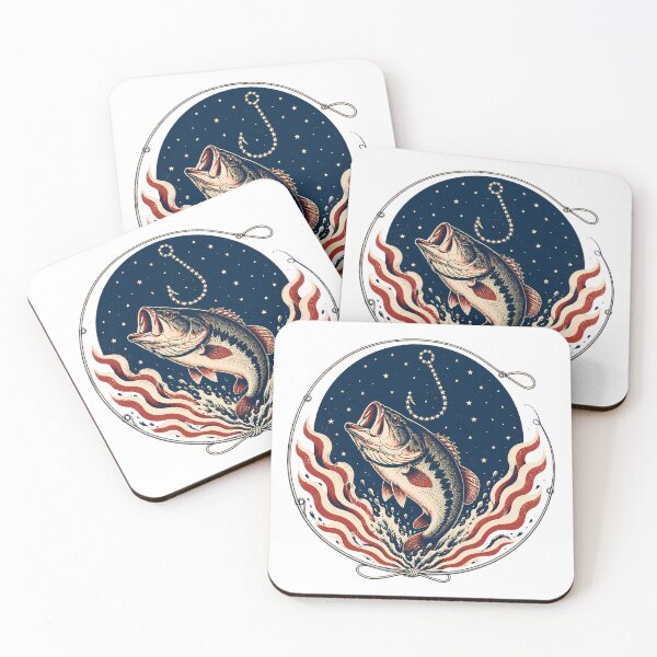 Item preview, American Flag Bass Fishing Vintage Americana Emblem designed and sold by chattsuede.
