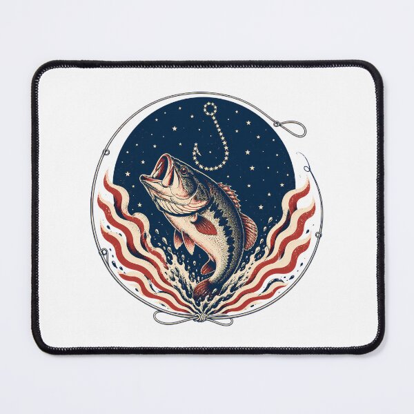 Item preview, American Flag Bass Fishing Vintage Americana Emblem designed and sold by chattsuede.