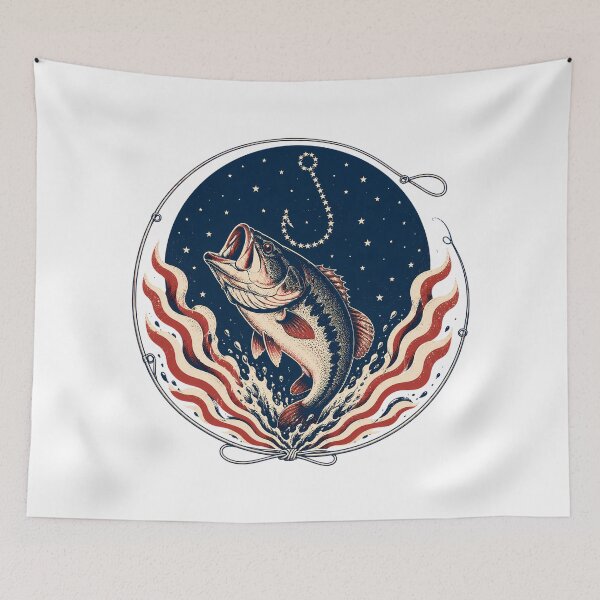 Item preview, American Flag Bass Fishing Vintage Americana Emblem designed and sold by chattsuede.