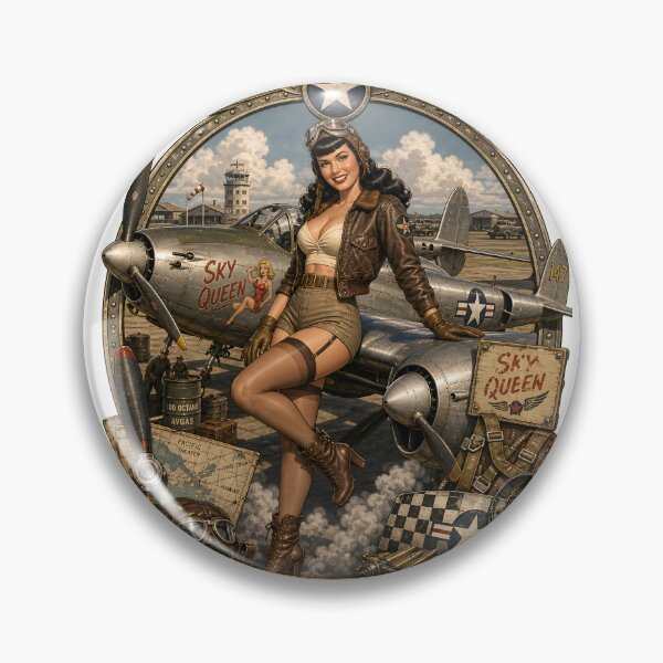 Item preview, Vintage Flying Ace Pinup Art designed and sold by castillomiami.