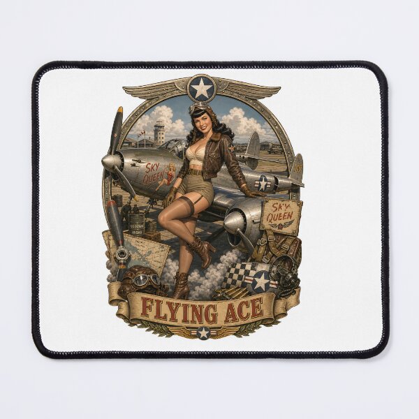 Item preview, Vintage Flying Ace Pinup Art designed and sold by castillomiami.