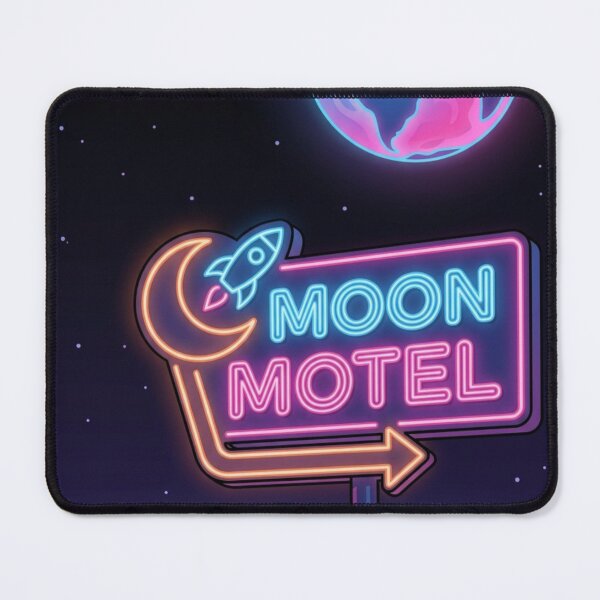 Item preview, Moon Motel Neon Arrow Sign Space Astronaut Retro Humor Cosmic Art designed and sold by TrendyTravel.