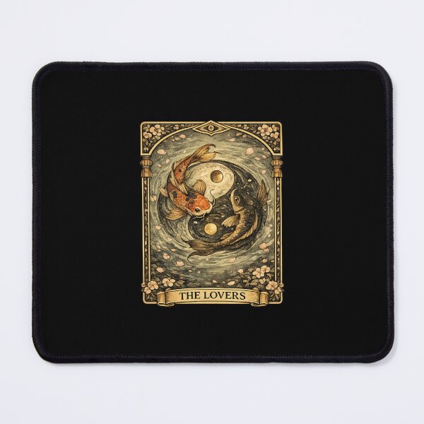 Item preview, The Lovers Tarot Card Yin Yang Koi Fish Japanese Zen Art designed and sold by YokaiInk.