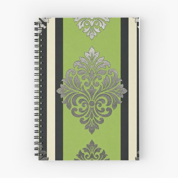 Item preview, Matte Green Apple Striped Silver Foil Damask designed and sold by DesignsByPrnces.