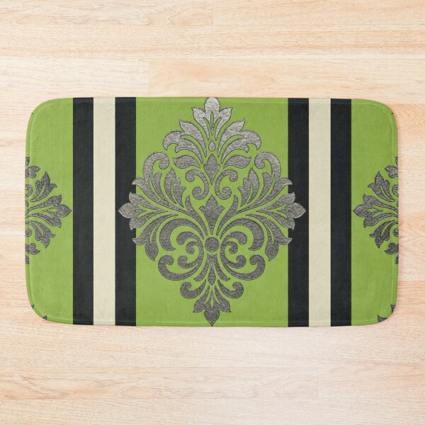 Item preview, Matte Green Apple Striped Silver Foil Damask designed and sold by DesignsByPrnces.