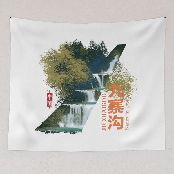 Item preview, Majestic Jiuzhaigou Nature In Layers Waterfall Design designed and sold by EdvvinStudios.
