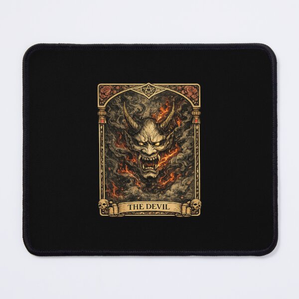 Item preview, The Devil Tarot Card Hannya Demon Mask Japanese Oni Occult designed and sold by YokaiInk.