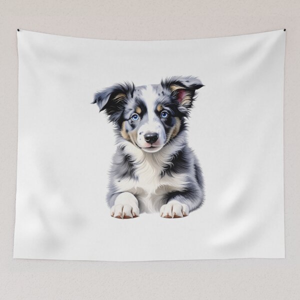 Item preview, Blue Merle Border Collie Puppy Portrait designed and sold by SabraDD.