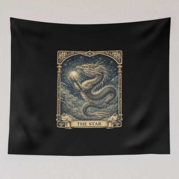 Item preview, The Star Tarot Card Japanese Dragon Ryu Yokai Occult Art designed and sold by YokaiInk.