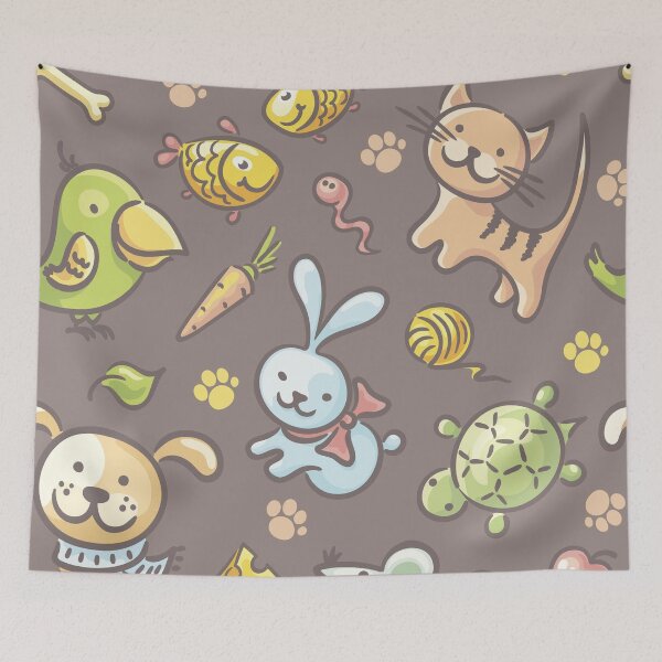 Item preview, Cute Pet Friends Pattern | Kawaii Animal Seamless Print for Pet Lovers designed and sold by RJACreative.