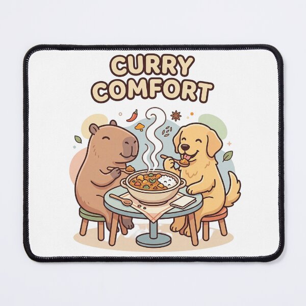 Item preview, Curry Comfort Capybara And Dog Eating Food designed and sold by laughingshirts.