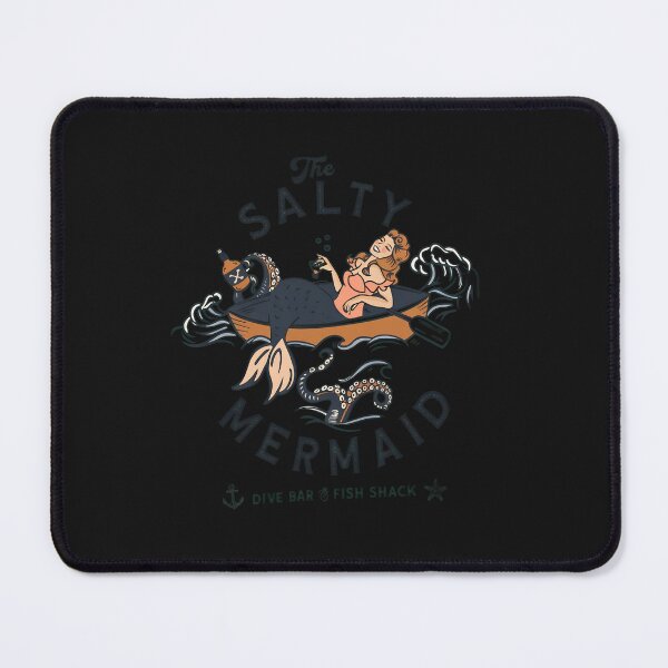 Item preview, Salty Mermaid Drinking Kraken Vintage Tee designed and sold by folk-4-arts.