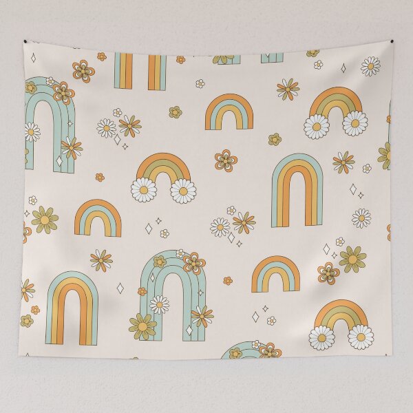Item preview, Boho Rainbow Floral Pattern | Retro Daisy Rainbow Seamless Design designed and sold by RJACreative.