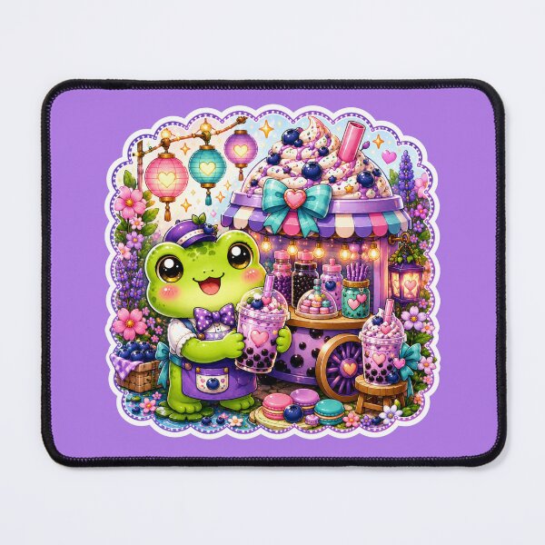Item preview, Kawaii Blueberry Boba Frog – Cute Cottagecore Bubble Tea Café Frog Purple Aesthetic designed and sold by ALH Apparel.