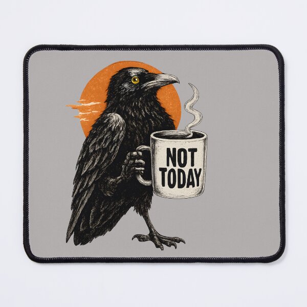 Item preview, Not Today Crow Funny Coffee Raven Quote Grunge Retro Design designed and sold by Axivra.