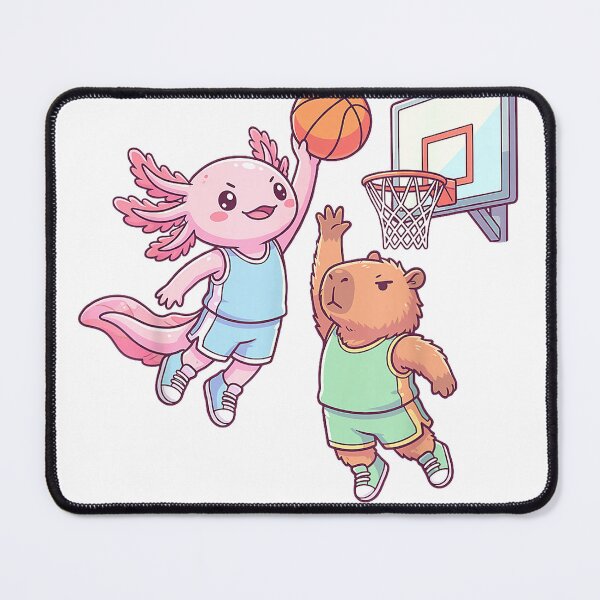 Item preview, Cute Axolotl Playing Basketball with Capybara Cartoon Cool T-Shirt designed and sold by kevincuellar.