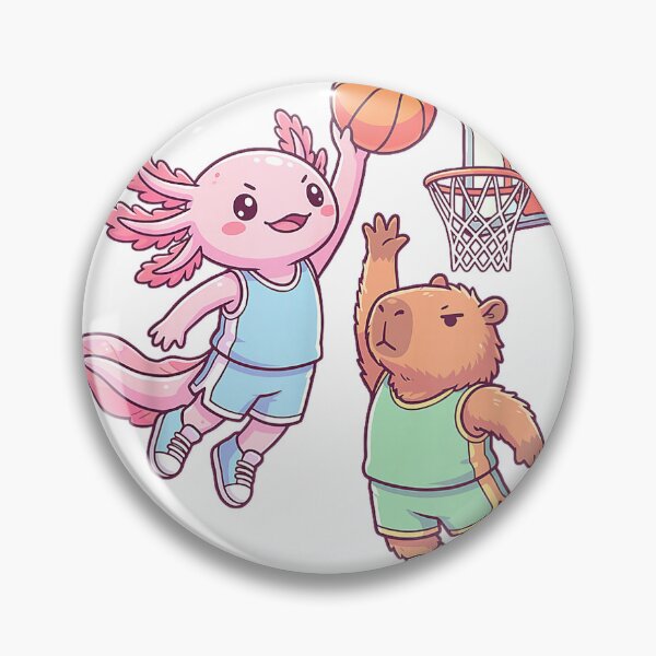 Item preview, Cute Axolotl Playing Basketball with Capybara Cartoon Cool T-Shirt designed and sold by kevincuellar.