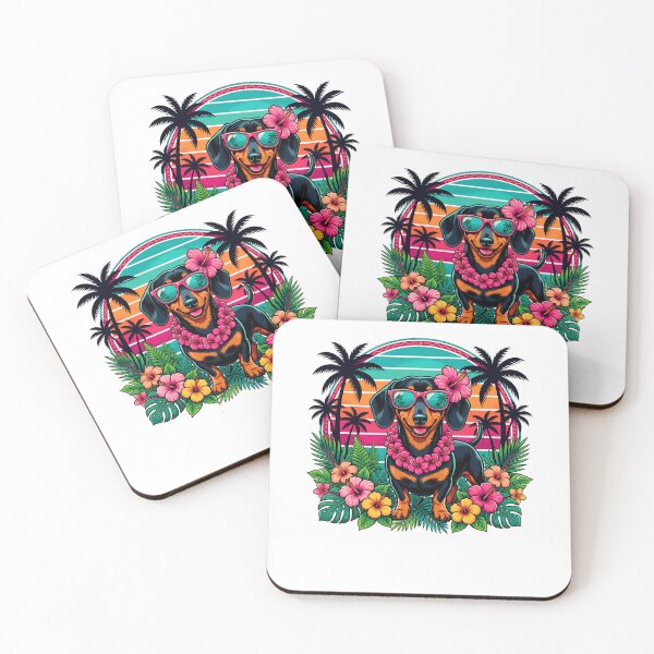 Item preview, Retro Hawaiian Dachshund Dog Tropical Hawaii Summer Vacation designed and sold by Littermin.