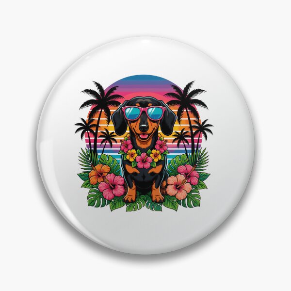 Item preview, Perro salchicha hawaiano retro Vacaciones de verano en Hawái tropical designed and sold by Littermin.