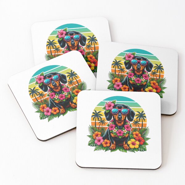 Item preview, Retro Hawaiian Dachshund Dog Tropical Hawaii Summer Vacation designed and sold by Littermin.