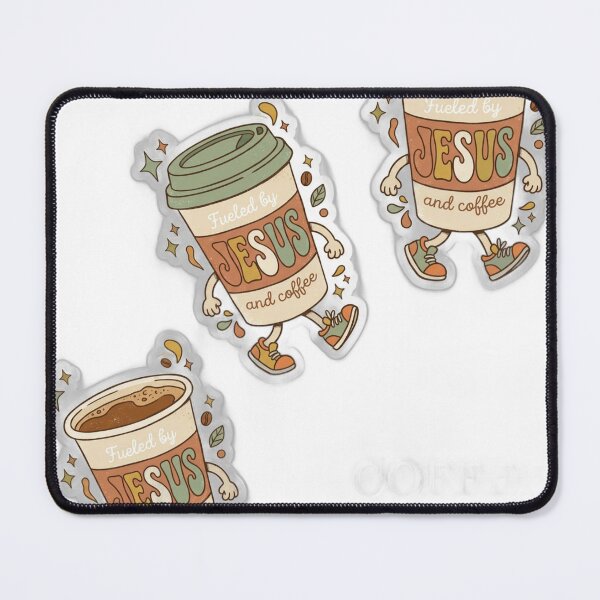 Item preview, Fueled by Jesus and Coffee Retro Groovy Sticker designed and sold by @Elegantcreatures  ⭐ ⭐ ⭐ ⭐ ⭐.