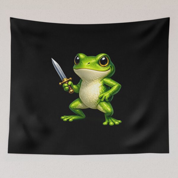 Item preview, Cute Frog With Sword Fantasy Warrior Frog Funny Animal Art designed and sold by Axivra.
