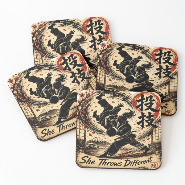 Item preview, She Throws Different – Japanese Ukiyo-e Women's Judo Art designed and sold by Locker39.