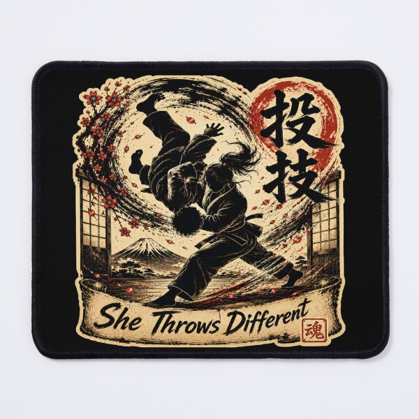 Item preview, She Throws Different – Japanese Ukiyo-e Women's Judo Art designed and sold by Locker39.