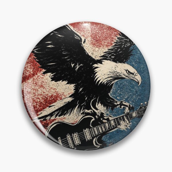 Item preview, Vintage Retro Rock Eagle Guitar Print designed and sold by CosmicRockArt.