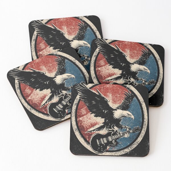 Item preview, Vintage Retro Rock Eagle Guitar Print designed and sold by CosmicRockArt.