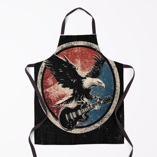 Item preview, Vintage Retro Rock Eagle Guitar Print designed and sold by CosmicRockArt.