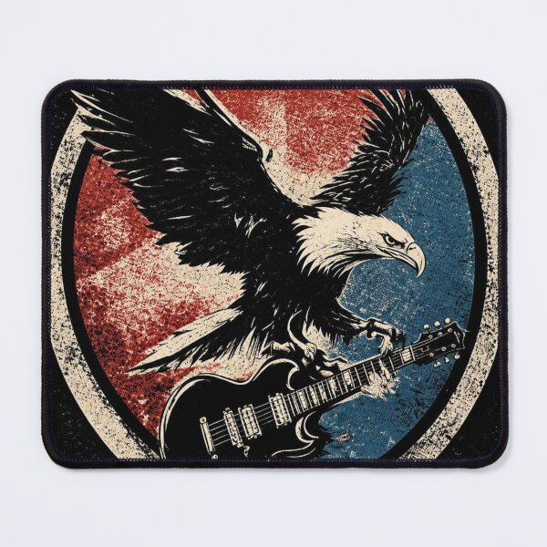 Item preview, Vintage Retro Rock Eagle Guitar Print designed and sold by CosmicRockArt.