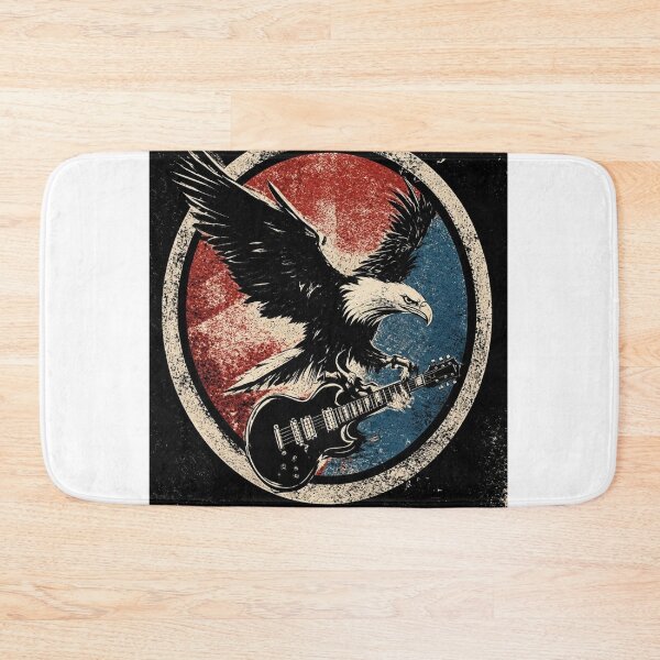 Item preview, Vintage Retro Rock Eagle Guitar Print designed and sold by CosmicRockArt.