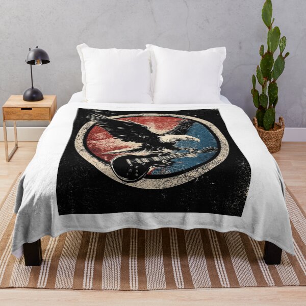 Item preview, Vintage Retro Rock Eagle Guitar Print designed and sold by CosmicRockArt.