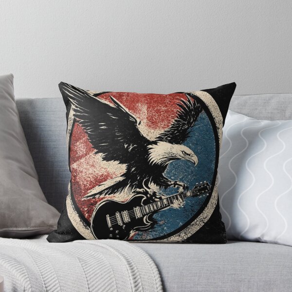 Item preview, Vintage Retro Rock Eagle Guitar Print designed and sold by CosmicRockArt.