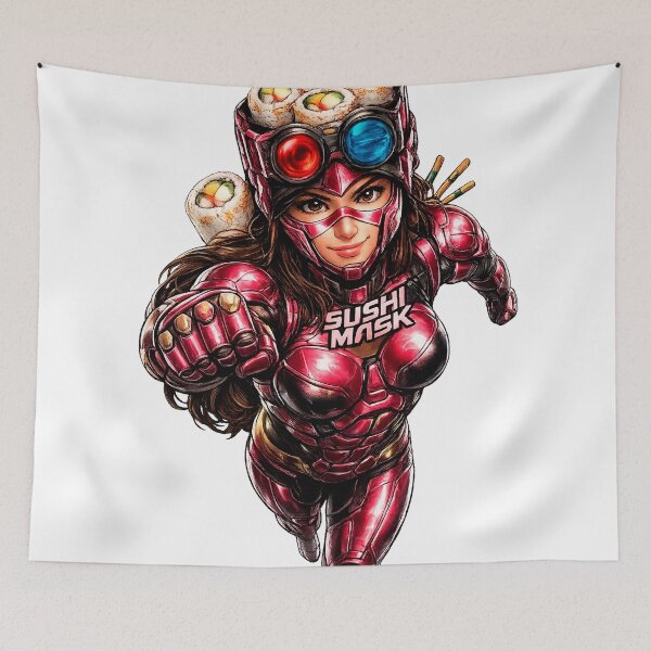 Item preview, Sushi Mask Woman: Cyberpunk Superhero Anime Action Design designed and sold by Surreal Characters & Cute Pups.