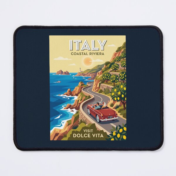 Item preview, Amalfi Coast Italian Convertible Car Vintage Travel Poster designed and sold by RetroRewind Studio.