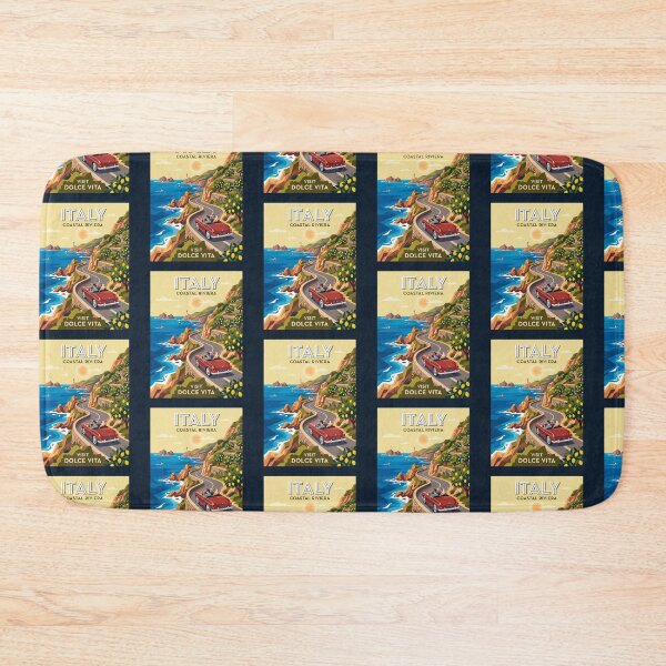 Item preview, Amalfi Coast Italian Convertible Car Vintage Travel Poster designed and sold by RetroRewind Studio.