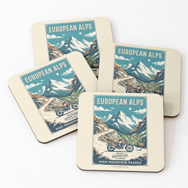 Item preview, Swiss Alps Adventure Motorcycle Scenic Vintage Travel Poster designed and sold by RetroRewind Studio.