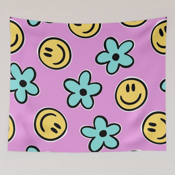 Item preview, Groovy Smiley Face & Flower Pattern | Retro Y2K Happy Daisy Seamless Design designed and sold by RJACreative.