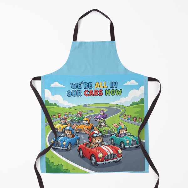 Item preview, We're All In Our Cars Now — Kawaii Racing Rabbit Road Trip Art Print designed and sold by Yasmine Mohammed.