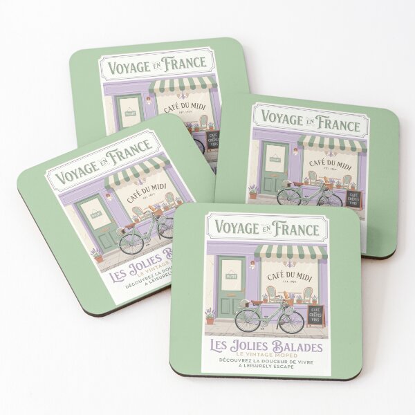 Item preview, Retro Motorized Bicycle French Cafe Mid Century Travel Poster designed and sold by RetroRewind Studio.