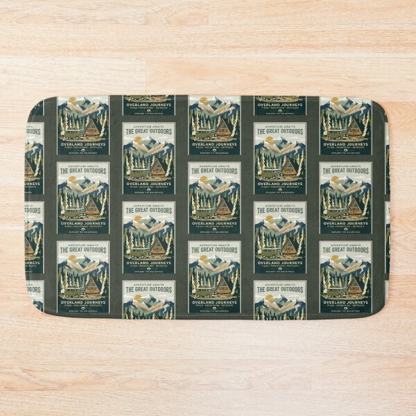 Item preview, Vintage Camper Van Mountain A Frame Cabin Travel Poster designed and sold by RetroRewind Studio.