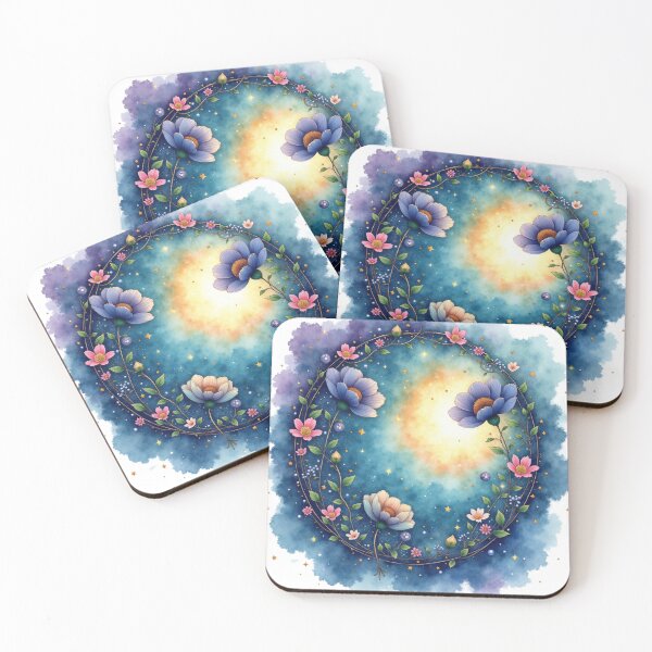 Item preview, Celestial Blossom Halo – Enchanted Watercolor Floral Galaxy Wreath designed and sold by Oonward2021.