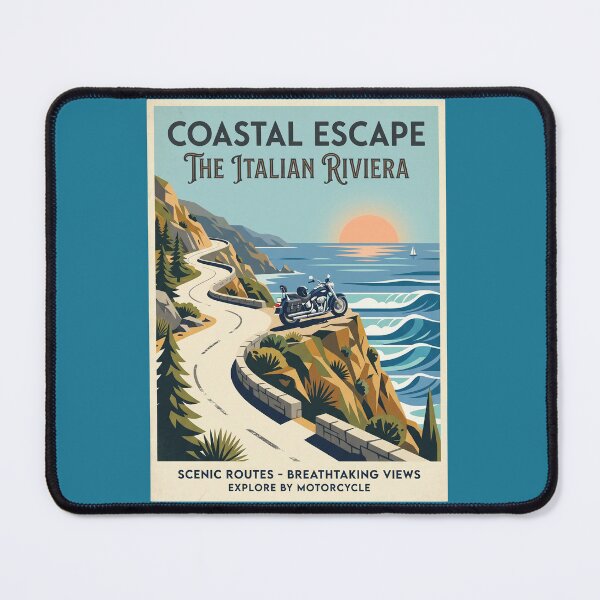 Item preview, Retro Cruiser Motorcycle Ocean Cliffside Vintage Travel Poster designed and sold by RetroRewind Studio.