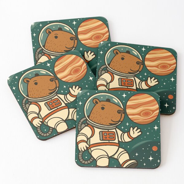 Item preview, Retro Capybara Astronaut Orbiting Jupiter designed and sold by Ghost on Toast.