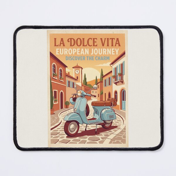 Item preview, Vintage European Scooter Travel Poster Retro Lifestyle Art designed and sold by RetroRewind Studio.
