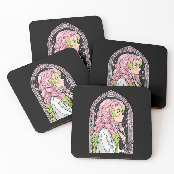 Item preview, Mitsuri Kanroji Demon Slayer Night Sakura Hashira Stained Glass designed and sold by mildaclairmo.