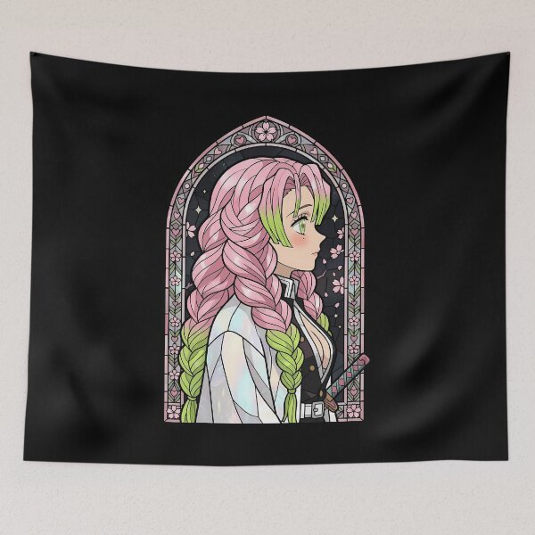 Item preview, Mitsuri Kanroji Demon Slayer Night Sakura Hashira Stained Glass designed and sold by mildaclairmo.